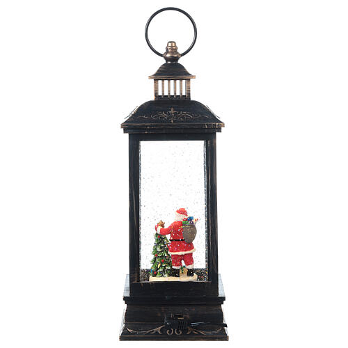 Palla di vetro neve lanterna bronzo Babbo Natale 30x10x10 cm 8