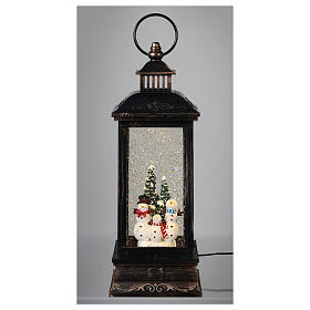 Lanterne en bronze, boule à neige, LED et bonhomme de neige 30x10x10 cm