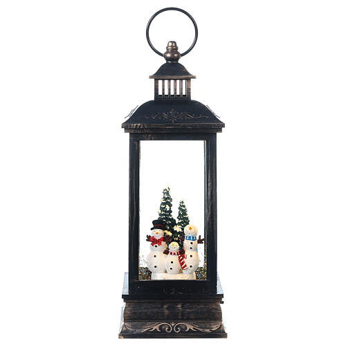 Lanterne en bronze Bonhomme de neige en verre Led 30x10x10 cm 1