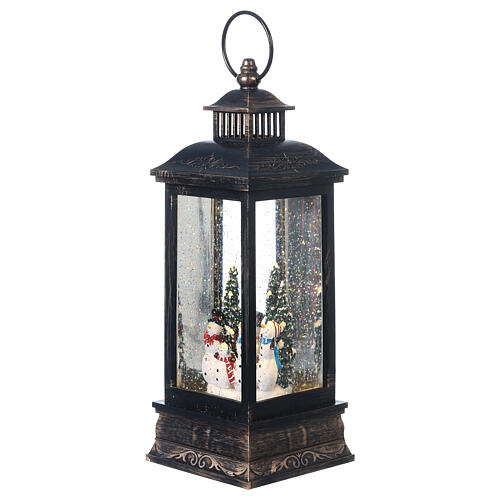 Lanterne en bronze Bonhomme de neige en verre Led 30x10x10 cm 3