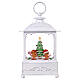 White glass lantern with snow and gingerbread decorations, LED light, 25x15x10 cm s1