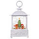 White glass lantern with snow and gingerbread decorations, LED light, 25x15x10 cm s3