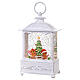 White glass lantern with snow and gingerbread decorations, LED light, 25x15x10 cm s4