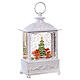 White glass lantern with snow and gingerbread decorations, LED light, 25x15x10 cm s5