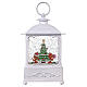 White glass lantern with snow and gingerbread decorations, LED light, 25x15x10 cm s6