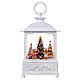 White glass lantern, gingerbread men and Christmas trees, LED lights, 25x15x10 cm s1