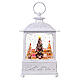 White glass lantern, gingerbread men and Christmas trees, LED lights, 25x15x10 cm s3