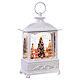 White glass lantern, gingerbread men and Christmas trees, LED lights, 25x15x10 cm s5