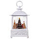 White glass lantern, gingerbread men and Christmas trees, LED lights, 25x15x10 cm s6