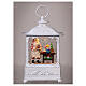 White glass lantern, Santa backing, LED lights, 25x15x10 cm s2