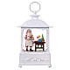 White glass snow globe lantern Santa Claus baking gingerbread 25x15x10 cm LED s1