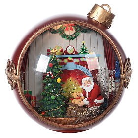 Weihnachtskugel aus Glas mit Weihnachtsmann und Kindern, 20x20x15 cm