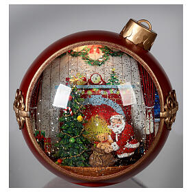 Weihnachtskugel aus Glas mit Weihnachtsmann und Kindern, 20x20x15 cm