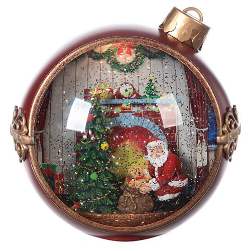 Weihnachtskugel aus Glas mit Weihnachtsmann und Kindern, 20x20x15 cm 6
