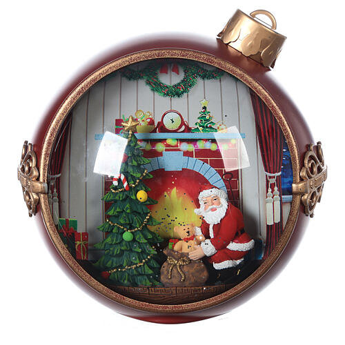 Weihnachtskugel aus Glas mit Weihnachtsmann und Kindern, 20x20x15 cm 7