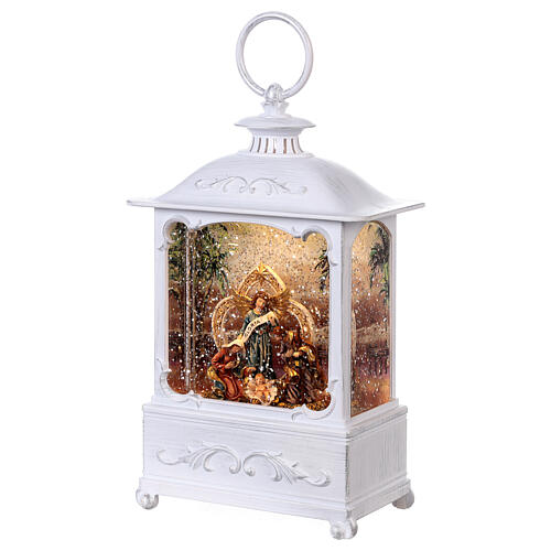 White snow globe glass lantern Nativity 25x15x10 cm 4