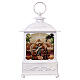 White snow globe glass lantern Nativity 25x15x10 cm s1