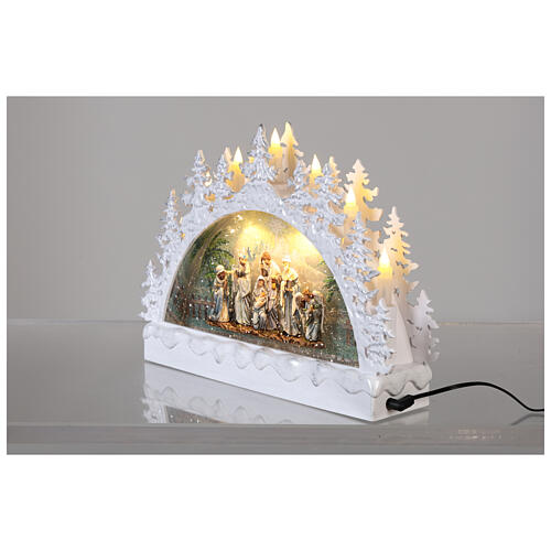 White glass crescent, Nativity Scene, LEDs, 20x30x10 cm 4