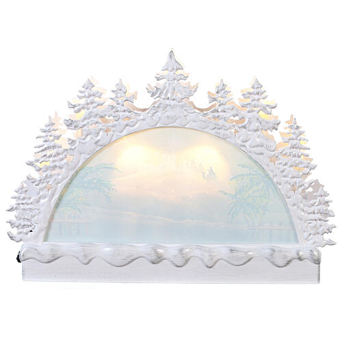 White glass crescent, Nativity Scene, LEDs, 20x30x10 cm 7