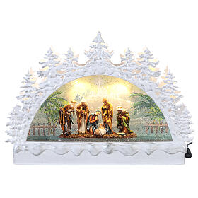 Media luna vidrio Natividad 20x30x10 cm LED