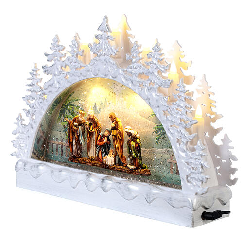 Mezza luna vetro Natività 20x30x10 cm LED 3