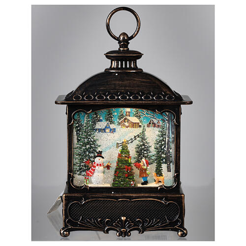 Snowman snow globe lantern LED 30x18x10 cm 2