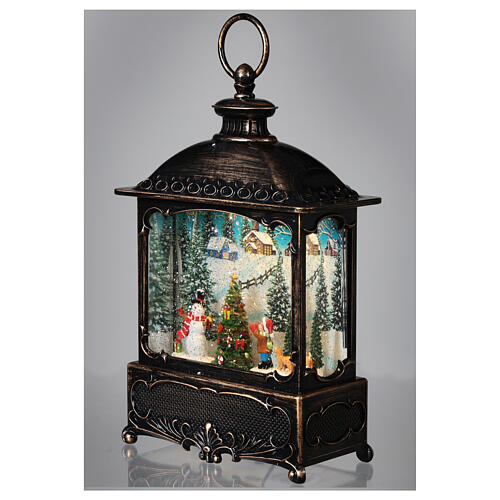 Glitter snow globe cage with angel 30x10x10 cm LED