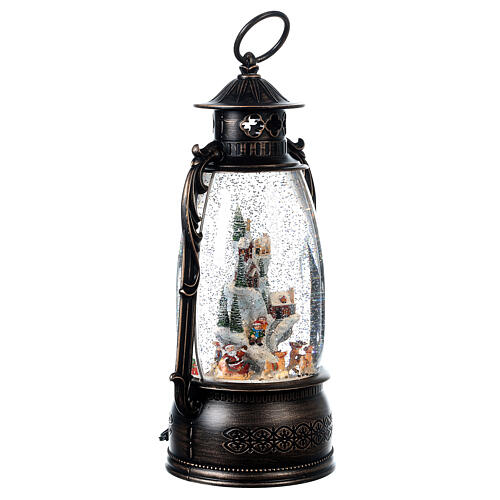 Glass lantern, snowy landscape , LED and snow, 30x20x10 cm 5