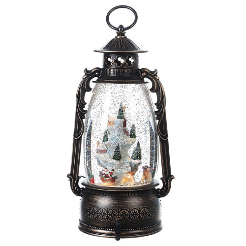 Glass lantern, snowy landscape , LED and snow, 30x20x10 cm 8