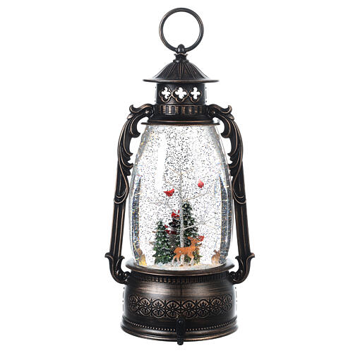 Glass lantern, snowman, LED and snow, 30x20x10 cm 9