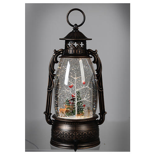 Glass lantern, snowman, LED and snow, 30x20x10 cm 10