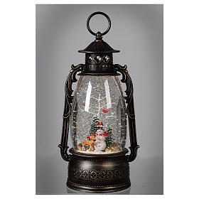Lanterna natalizia vetro Pupazzo di neve 30x18x10 cm LED