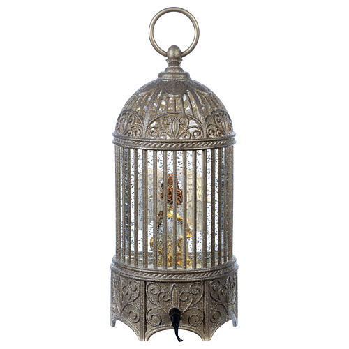 Cylindrical glass lantern, Angel, LED and glitter, 30x10x10 cm 8
