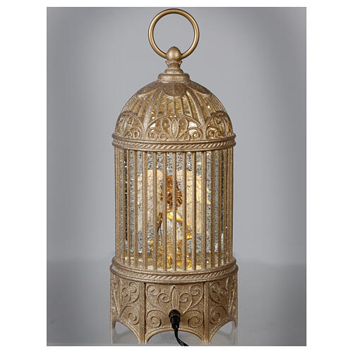 Cylindrical glass lantern, Angel, LED and glitter, 30x10x10 cm 9