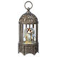 Cylindrical glass lantern, Angel, LED and glitter, 30x10x10 cm s1