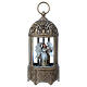 Cylindrical glass lantern, Angel, LED and glitter, 30x10x10 cm s7