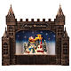 Christmas castle, Santa's sleigh, glass, snow and LED lights, 25x30x5 cm s1