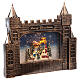 Christmas castle, Santa's sleigh, glass, snow and LED lights, 25x30x5 cm s3