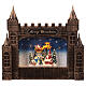 Castello natalizia vetro Babbo Natale con slitta 25x30x5 cm LED s2
