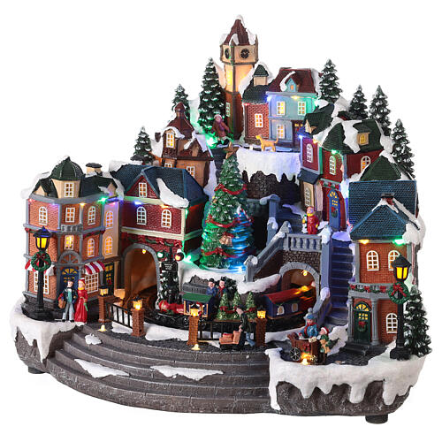 Christmas village 30x45x35 cm animated Christmas tree and train 3