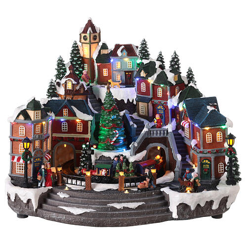 Décor Noël 30x45x35 cm train sapin de Noël mouvement 1