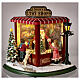 Cenário natalino em miniatura loja de brinquedos Pai Natal pilhas e corrente 37x33x33 cm s2
