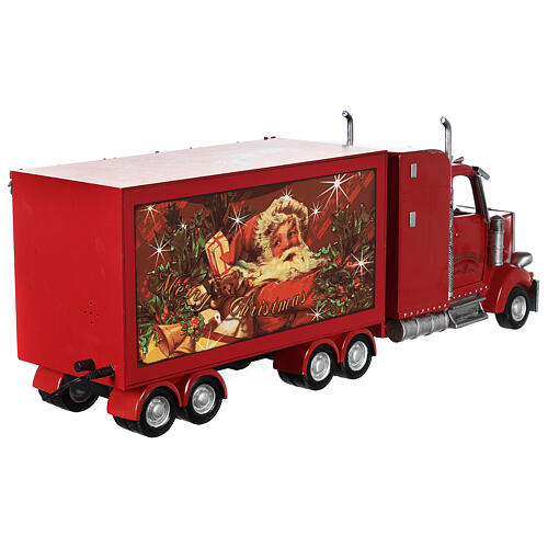 Camión rojo Papá Noel 65x25x15 cm tren movimiento corriente  10