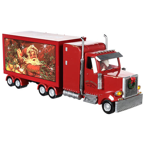 Camion rouge Père Noël 65x25x15 cm train en mouvement courant électrique 5