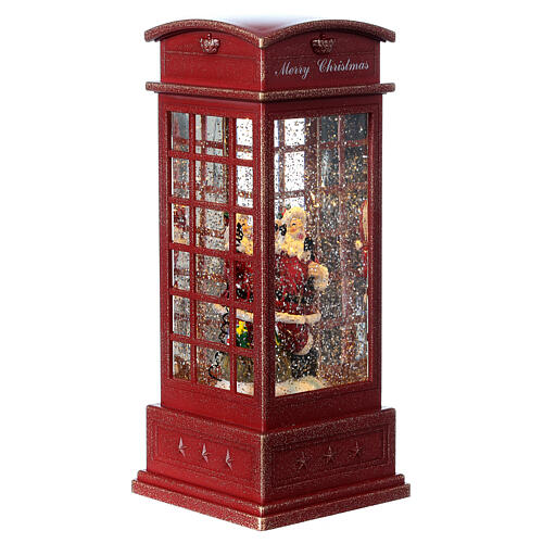 Red telephone booth with Santa 25x10x10 cm battery 5