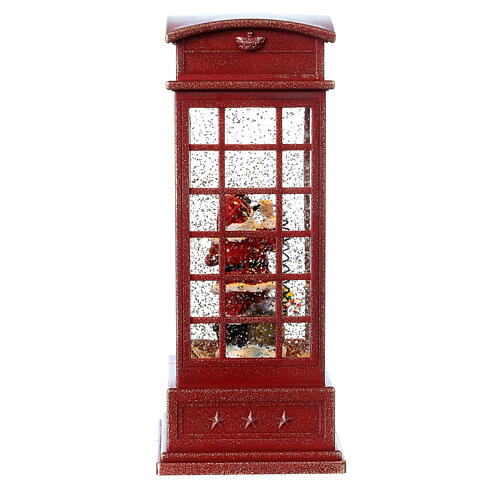 Cabina telefónica roja Papá Noel 25x10x10 cm pila 8