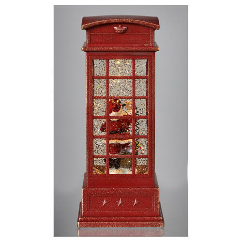 Cabina telefónica roja Papá Noel 25x10x10 cm pila 9