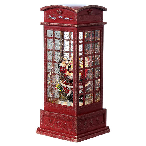 Red Santa Claus phone booth 25x10x10 cm battery powered 3