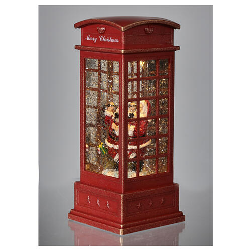 Red Santa Claus phone booth 25x10x10 cm battery powered 4