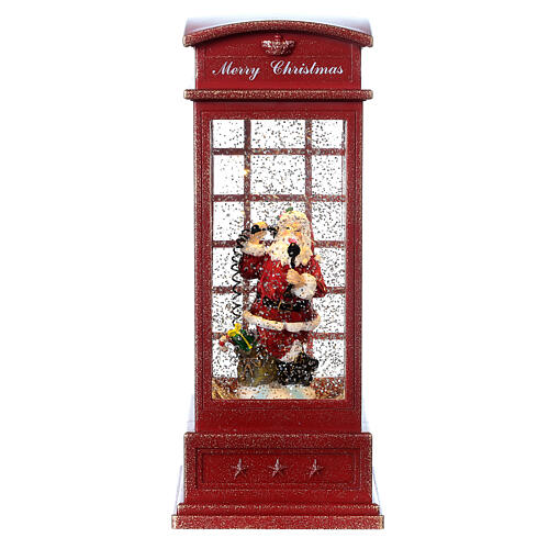Red Santa Claus phone booth 25x10x10 cm battery powered 7